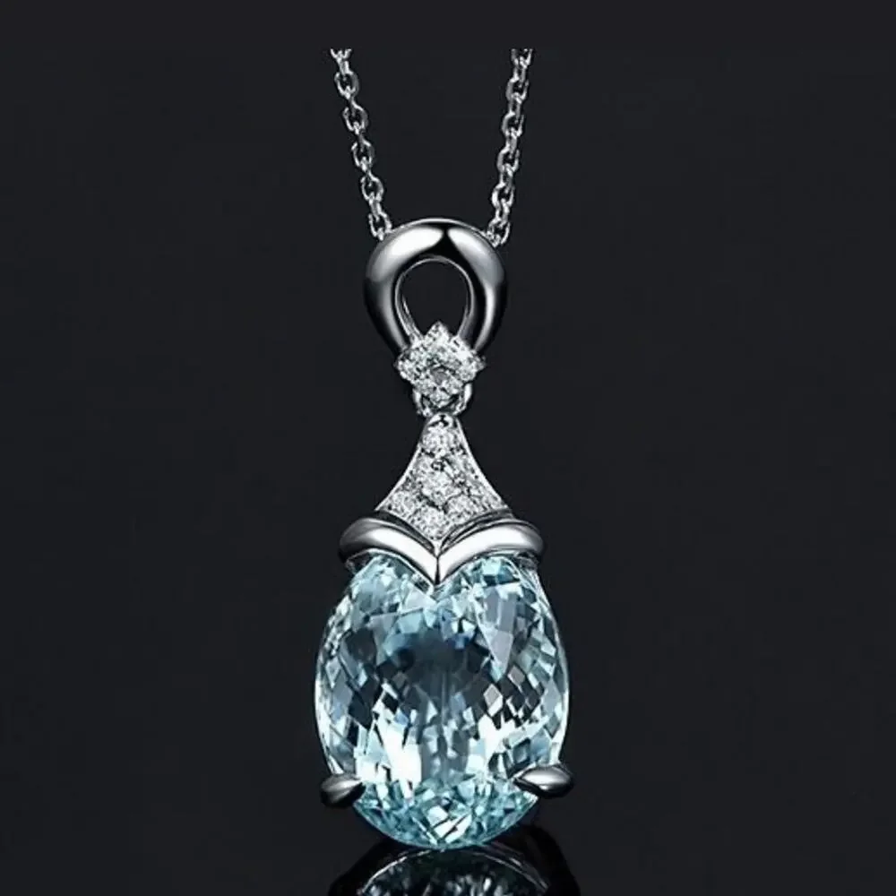 Sterling Silver Aquamarine Charm Necklace